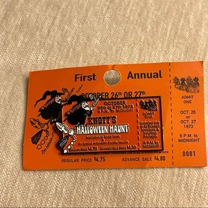 Knotts Berry Scary Farm Pin #73  FIRST HALLOWEEN HAUNT TICKET 100th Anniversary